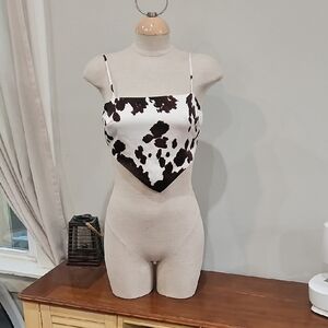 3 Festival Rave Tops BundleCow Print Handkerchief Crop Top - Plus 2 More Sz S